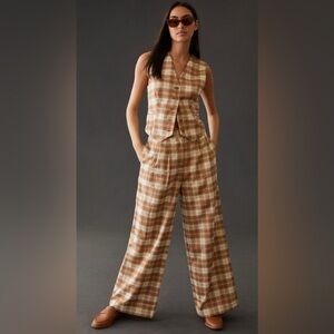 NWT Hutch Metallic Tweed Plaid Vest Size Large